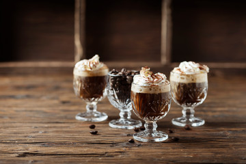 coffee cocktail with whipped cream