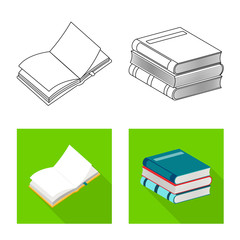 Isolated object of training and cover sign. Collection of training and bookstore  stock vector illustration.