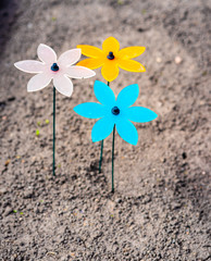 Spinner windmill for a garden, a yard in the form of a flower