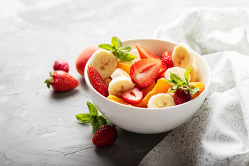 Bowl of healthy fresh fruit salad