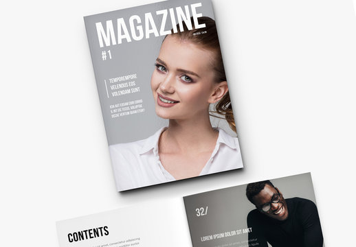 Magazine Layout with Black and White Accents