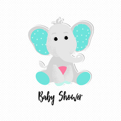 Isolated Baby elephant vector in cartoon style