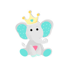 Vector illustration of a cute baby elephant