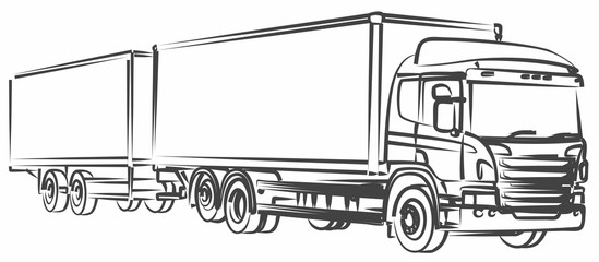 A sketch of the long truck with the trailer. © designer_an