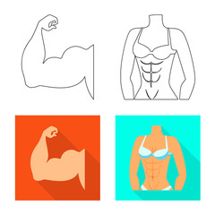 Vector design of fiber and muscular logo. Set of fiber and body  stock symbol for web.
