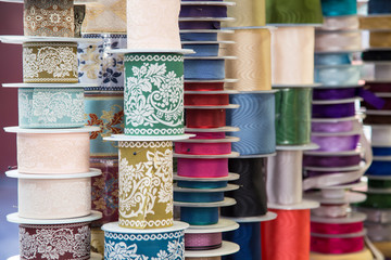 Coils of embroidery ribbons for sewing