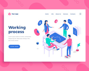 Teamwork process concept, office people and interact with graph