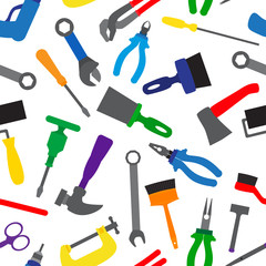 Seamless pattern with instruments and tools