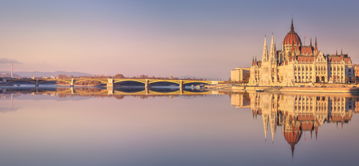 Parliament building and river Danube of Budapest