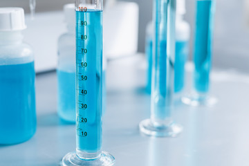 Analysis of the quality of liquids in a chemical laboratory, a device with equipment made of glass...