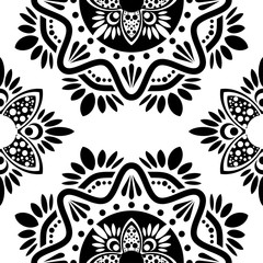 Islamic Seamless Pattern Design with turkish and moroccan ornament vector in black and white color