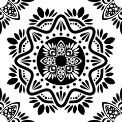 Islamic Seamless Pattern Design with turkish and moroccan ornament vector in black and white color