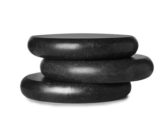 Stack of spa stones on white background