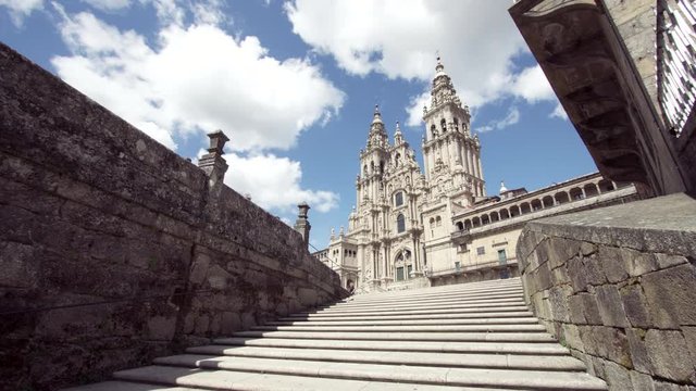 Santiago de Compostela cathedral view from Obradoiro square. Pilgrimage destiny