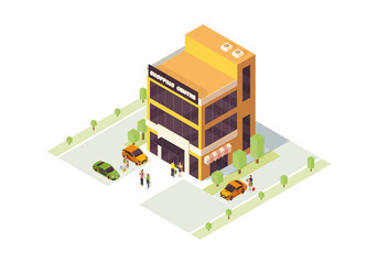 Shopping mall isometric color vector illustration