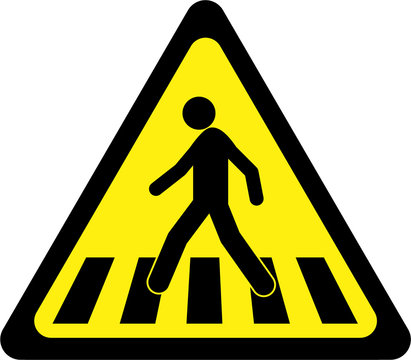 Warning sign with crosswalk