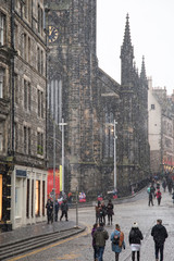 Snowing over Edinburgh City View on January Scotland UK