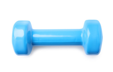 Color dumbbell on white background. Home fitness