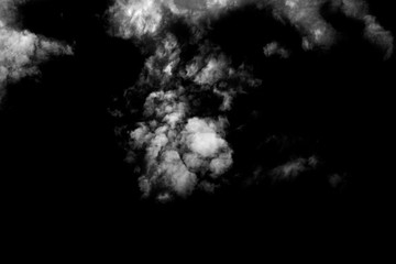 White cloud, Fluffy texture , Abstract, isolated on black background