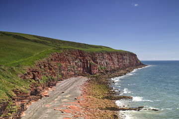 Views along the red sandstone cliffs of the Cumbrian Heritage Coast at St Bees