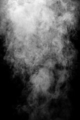 white smoke isolated, abstract powder, water spray on black background.