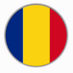 Bright button with flag of Romania. Happy Romania day button. Bright illustration with flag .