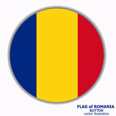 Bright button with flag of Romania. Happy Romania day button. Bright illustration with flag .
