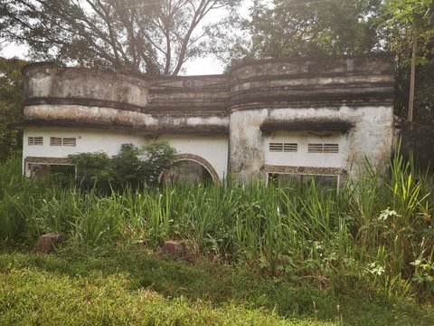 casa abandonada en medio de naturaleza &aacute;rbol  nubes cielo azul ruinas armero tolima ruinas