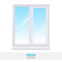 Realistic glass window with sill