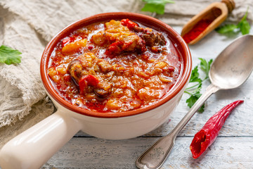 Goulash with beef. Hungarian cuisine.