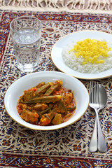 khoresh bamieh, iranian okra stew
