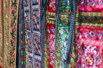 colorful market textiles
