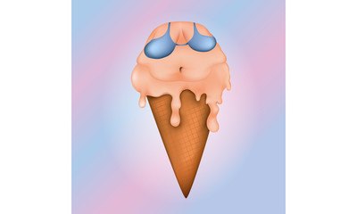 Abdominal fat illustrated on an ice-cream cone