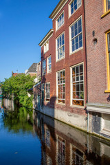 Delft, Netherlands - July 03, 2018: View to the street in the historic center of Delft