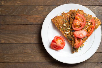 Rustic delicious raw foods snack with copy space.