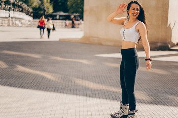 Caucasian woman in outdoor fitness activities