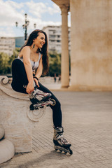 Urban girl roller skating
