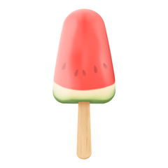 Watermelon ice-cream with seeds on white background