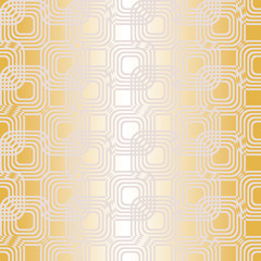 Abstract vector seamless pattern with stylized metallic rounded rectangles. Graphic yellow, cream and white ornaments.