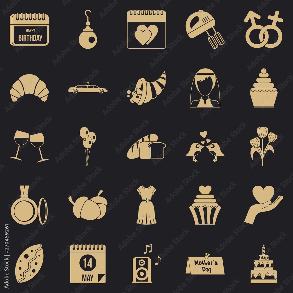 Poster valentines day icons set. simple set of 25 valentines day vector icons for web for any design