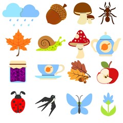 Holiday Forest nature Autumn Season Garden Icons 