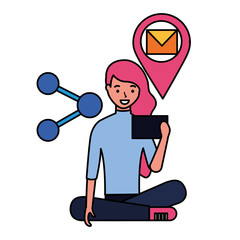 woman using smartphone social media