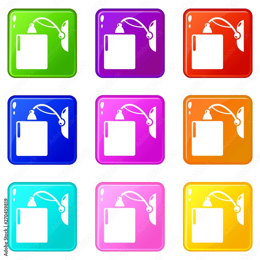 Poster sconce icons set 9 color collection isolated on white for any design