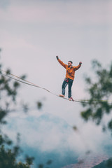 Highline in the mountains.