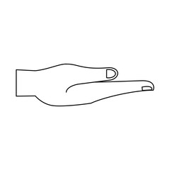 Hand with palm open cartoon isolated in black and white