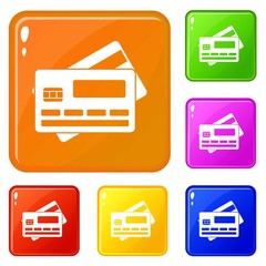 Credit card icons set collection vector 6 color isolated on white background