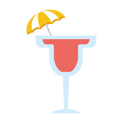 cocktail with umbrella on white background