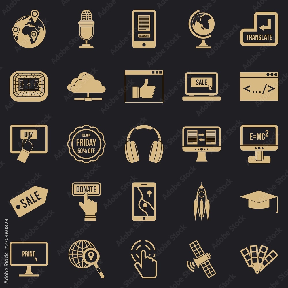 Poster site building icons set. simple set of 25 site building vector icons for web for any design
