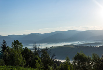 Sunrise in the mountains. Carpathians