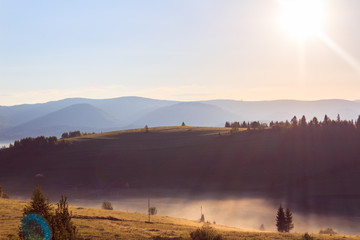 Sunrise in the mountains. Carpathians